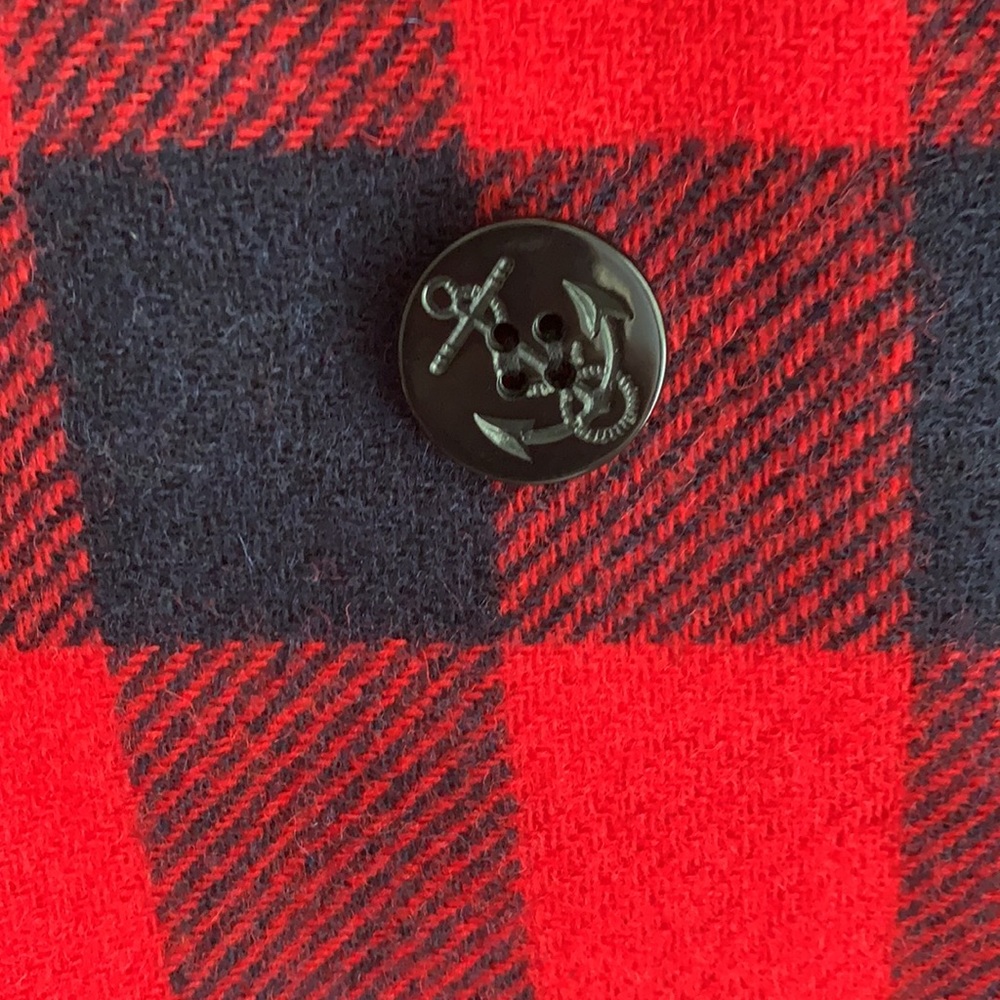 J Crew Red and Navy Buffalo Check Peacoat - Picture 7 of 7
